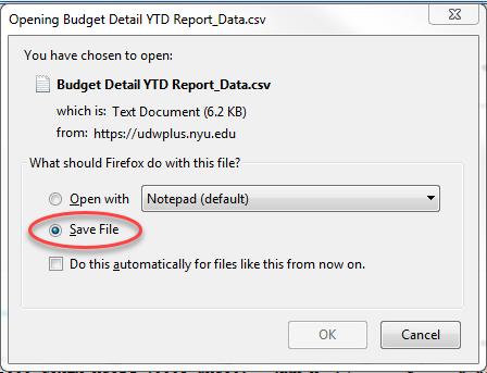 If you choose Save File, then it will