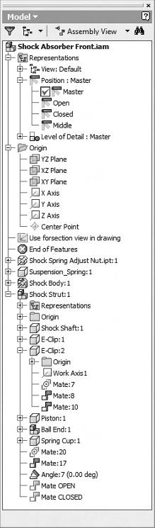 18 Chapter 1 Finding Your Way in the Inventor Interface FIGURE 1.15 The Browser bar displays the contents and structure of the file you re editing.