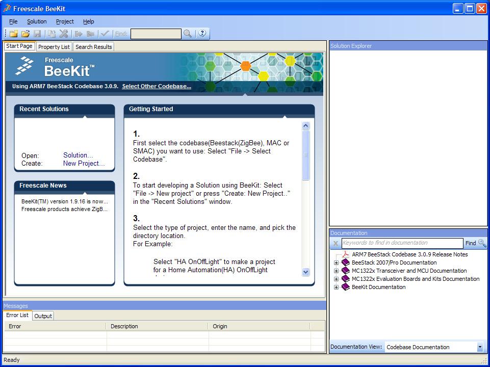 3. After installation is complete, from Windows, click on Start -> Programs -> Freescale BeeKit ->