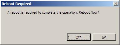 When the Reboot Required message appears, click Yes. 11.
