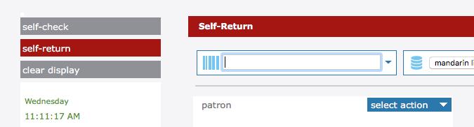 Similarly, if the Self-Return transaction mode is selected, then the patron is limited to self-return.