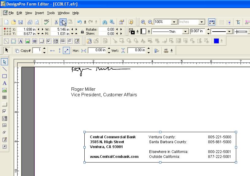 Drawing a Box Next you will create two boxes to frame the CCBContact text. These boxes will separate the bank contact information visually from the body of the letter. 53 On the Tools toolbar, click.