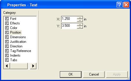 15 Right-click the text in the Design Area, and select Properties from the pop-up menu. The Properties - Text dialog displays. The Form Editor provides object-sensitive property dialogs.