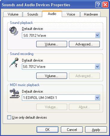 Setting the Driver The following describes the settings needed to use the UM-3EX with Media Player or other sequencer software using Windows standard device settings.