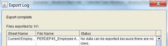not returned any data the status column