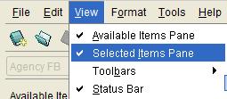 Removing the Available Items and Selected Items panes To see more of the columns in your report you can remove the Available Items and Selected Items from your screen view: From the toolbar select