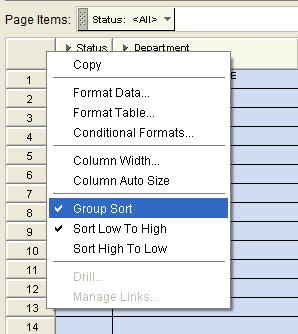 Note: If you have already de-selected group sort on a single column you will need to re-select then de-select in order for it to apply to