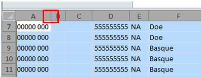 Step two- sizing your columns Click between A & B to adjust column widths Step three