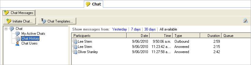 Chat Messages The Chat Messages feature provides an organized listing of chat conversations and chat users.