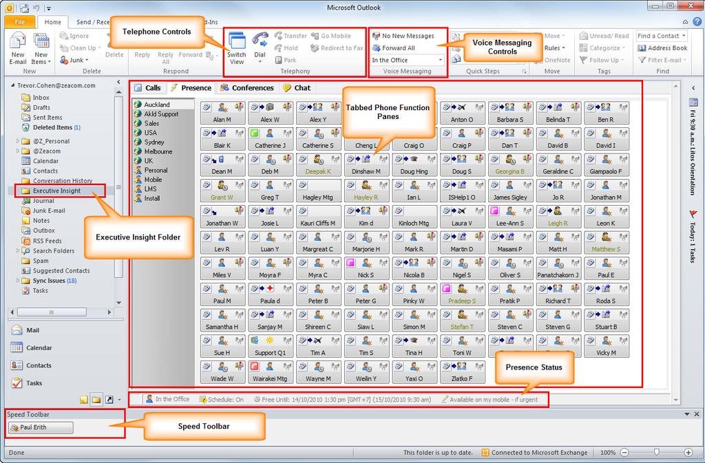 The Executive Insight Interface The Executive Insight Interface Toolbars Telephony Toolbar The available Telephony options change dynamically based on the current activity.