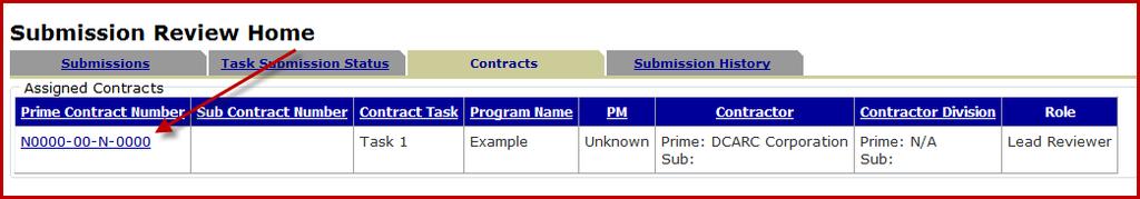 Reviewer Home: Contracts To view contracts assigned to you, click the Reviewer Home tab at the top of the page.