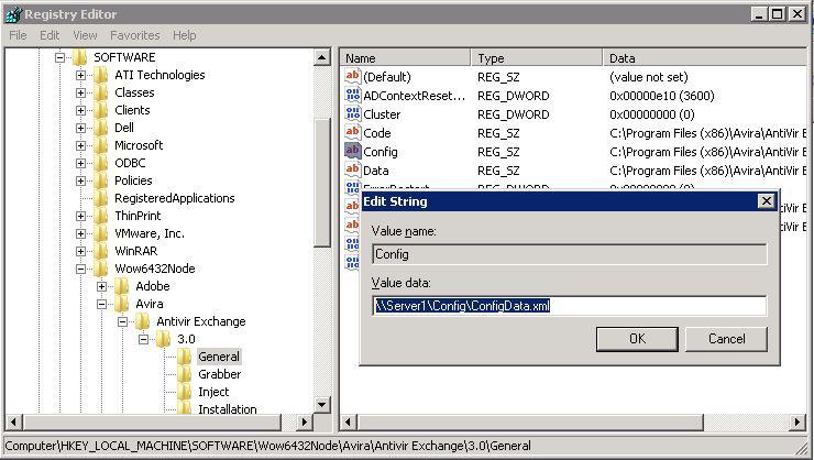 Making the Avira Exchange configuration available Please note that each server is also present within the specified ConfigData.xml so that the configuration can be loaded as well.