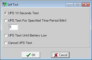 2. The Self Test System menu item initiates a manual test of the UPS: Fig. 3 - Self Test B.