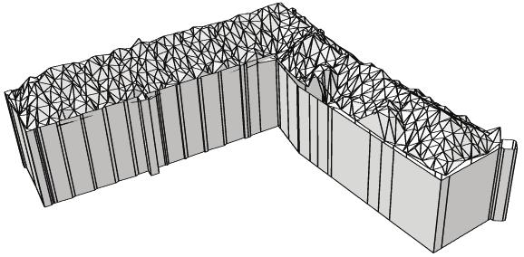 2.3 Roof reconstruction from airborne LIDAR The sequence in Figure 4 exemplarily shows the reconstruction of a building including the roof structure.