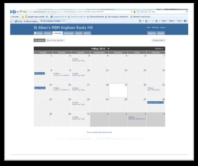 MBM Online Community Training Sheet 8: Using the Calendar The Online Community Calendar shows all the events run at MBM.