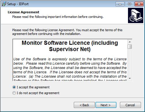 2. Read and accept the license agreement,