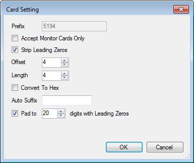 The IDPort server will process the card number in the order that the options appear in the card setting window, i.e. leading zeros will be stripped before the card number offset and length are applied.