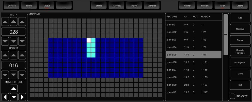 4 MATRIX CueluxPro contains a 2-dimensional matrix controller for pixel mapping on arrays of lighting,xtures.