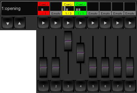 Illustration 1: Playback Faders Illustration 2: Playback Buttons There are two types of playbacks, playback faders and playback buttons.