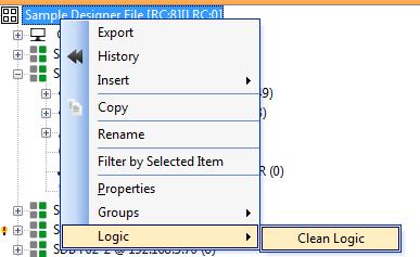 Figure 5- Clean Logic b) The logic entries will now be added to the correct routers (see Figure 5) Figure 6-Logic Items Added 7.12 Save a backup of the Designer 5.design file a) Save a backup.
