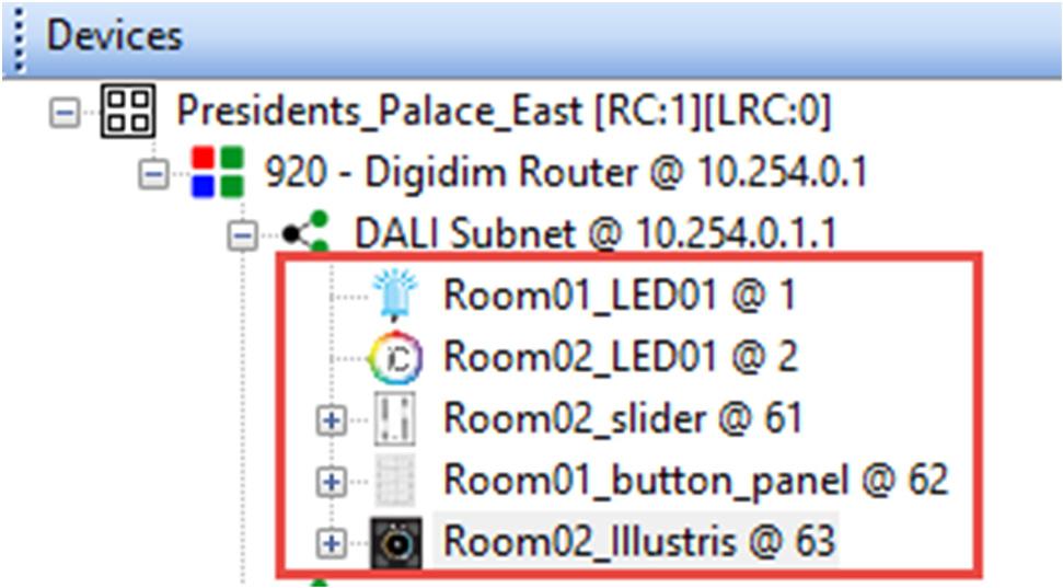 Change the name of DALI LED to Room01_LED_01 and click OK.