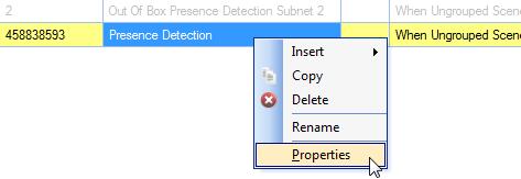 In the Routing Entries tab right-click and select Insert>Presence Detection, to insert a presence de
