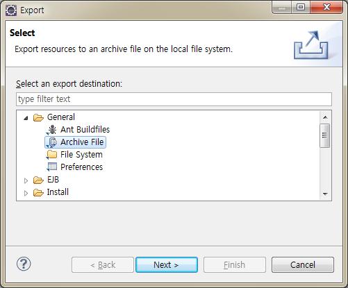 5. Exporting and Importing - Select Archive File and then
