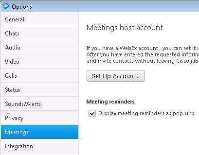 Step 217 Click Set Up Account Step 218 Notice the WebEx address configured on CUCM is entered in the WebEx Site field but