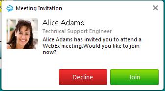 Notice on the Jabber client Alice s status has automatically changed to orange In a Meeting. Note: She may already be in a meeting because of Outlook.