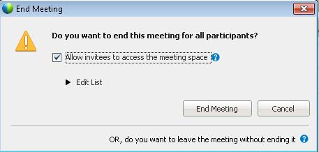 Step 242 Click End Meeting to end the meeting for all invitees, on the warning pop-up. Step 243 Switch to SiteA-WS02 (172.19.X.