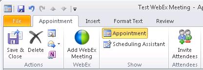 Step 273 Type in Test WebEx Meeting in the Subject Field. Step 274 Type in WebEx in the location field.
