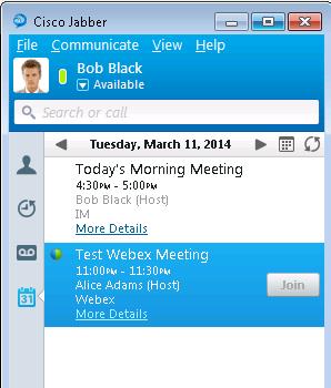 Step 289 Check to see if the meeting is now in Bob s meeting tab in his Jabber Client.