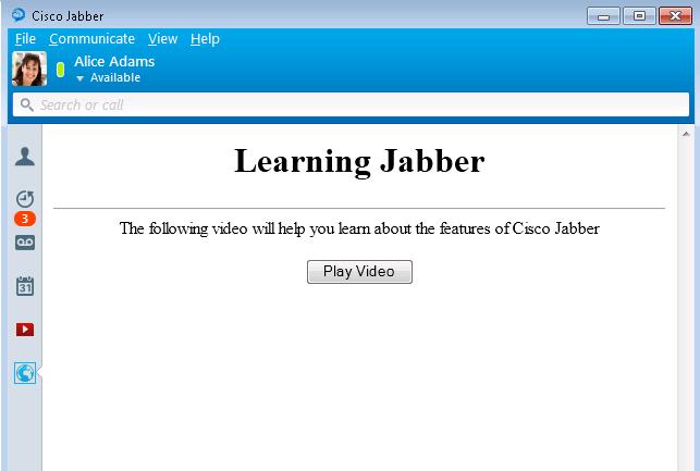 Step 337 Click the second new tab on the Jabber Client (bottom tab) Step 338 Click Play Video