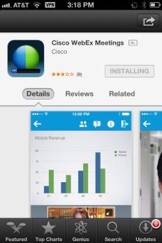 If Cisco WebEx Meetings app is not installed on your iphone, the phone will be diverted to the Cisco WebEx Meetings page
