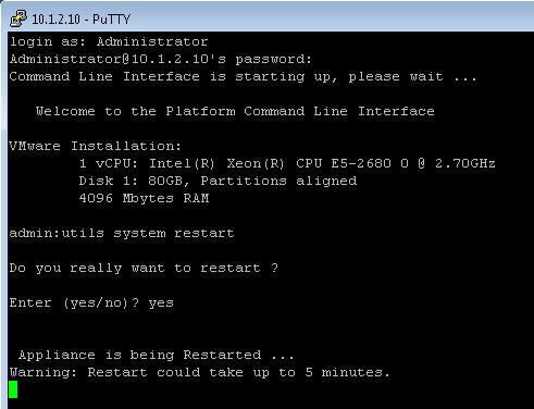 CUCM and IM&P server reboot The Ultimate BYOD & Jabber Lab Due to the major address changes that were made to the servers during the configuration portion of