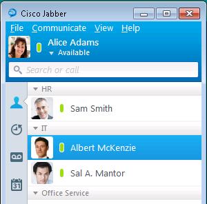 102 Bob Black) and add the users in the org chart to Bob Black s Jabber client Alice Adam s Jabber Contacts WorkStation 01 Albert McKenzie IT Finished above Sal A.