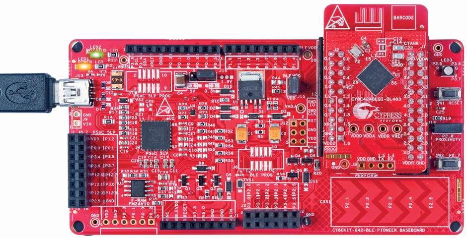 Development Board Specification PSoC 4 BLE Pioneer kit PSoC 4 BLE is a scalable and reconfigurable platform architecture for a family of programmable embedded system controllers with an ARM Cortex