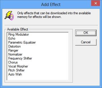 3. Click the OK button. The added effect would appear on the Effects list. A maximum of four Effects can be applied. 4.