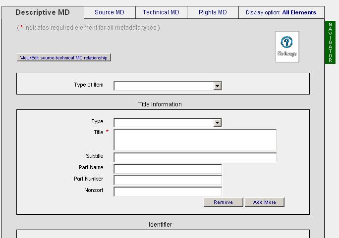 Figure 1.2.4: Metadata Entry Screen Edit Collection i. Select Digital Workflow Management System from the main screen. ii. Select Administration. iii.