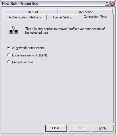 On the Connection Type tab, click All network connections (or click LAN connections if the Windows public interface is not an