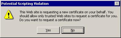 Note: If the Potential Scripting Violation dialog box
