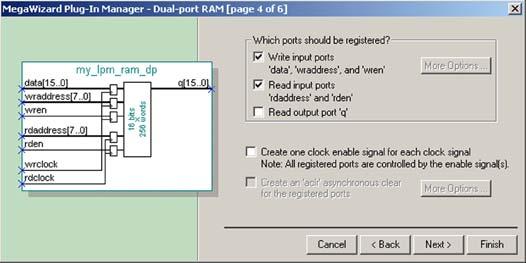 Figure 16. MegaWizard Plug-In Manager - Dual-Port RAM [page 4 of 6] 8.
