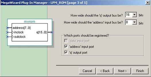 Instantiating the LPM_ROM Megafunction in a Design Use the following steps to create an instance of the lpm_rom megafunction in single-clock mode: 1.