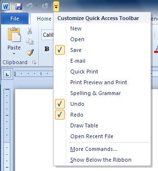 CUSTOMIZING RIBBON Microsoft Word and other Office products allow you to customize the icons that appear in the top-left corner of the window.