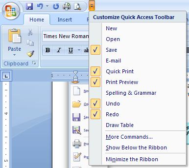 Quick Access Toolbar Click on the down arrow to add options Find even more options here You can put the commands that you use the most on the Quick Access Toolbar.