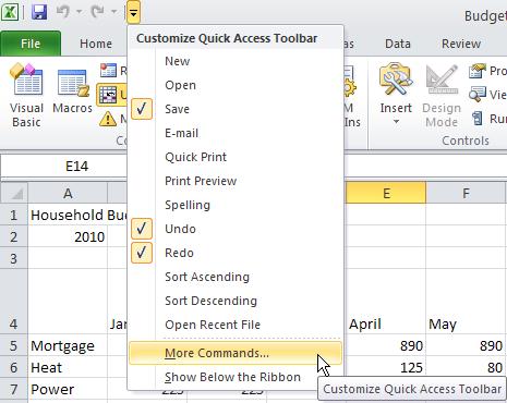 Customising and Changing the Quick Access Toolbar Use the following procedure to add a macro to the Quick Access Toolbar. 1.
