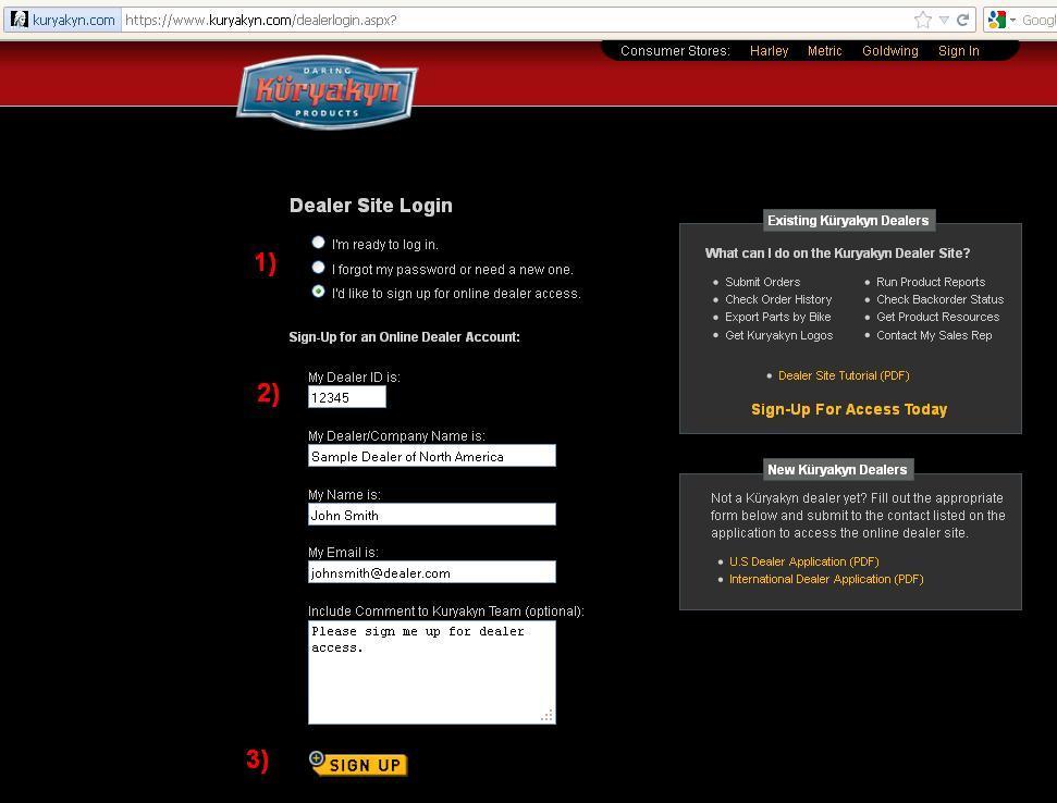 Dealer Homepage: 1) Consumer Stores- Choosing Harley, Metric or Goldwing takes you to our retail online catalogs.