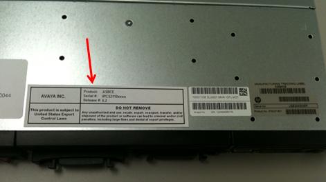 Installing Avaya SBCE software c. Apply the serial number label to the top of the front of the chassis as shown in the following image.
