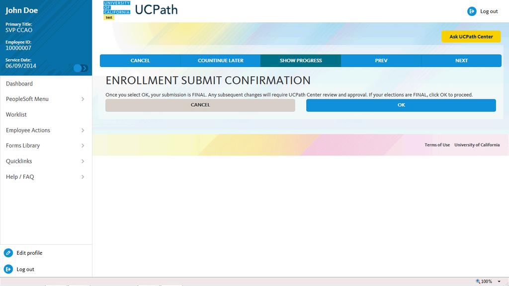 103. The Enrollment Submit Confirmation