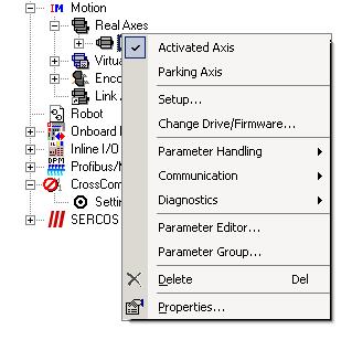 Functional Description Rexroth IndraMotion MLC 03VRS Electric Drives Bosch Rexroth AG 105/333 IndraMotion MLC - Context Menus and Dialogs in the Online Mode and for the Offline Parameterization Fig.